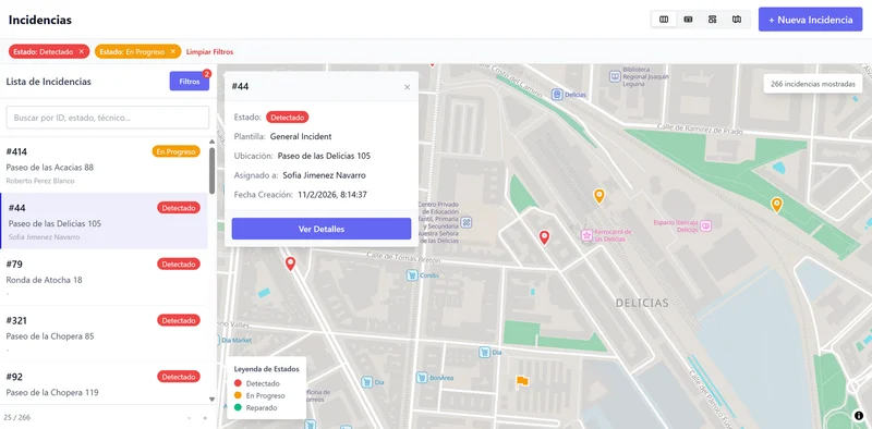 Water infrastructure incident map